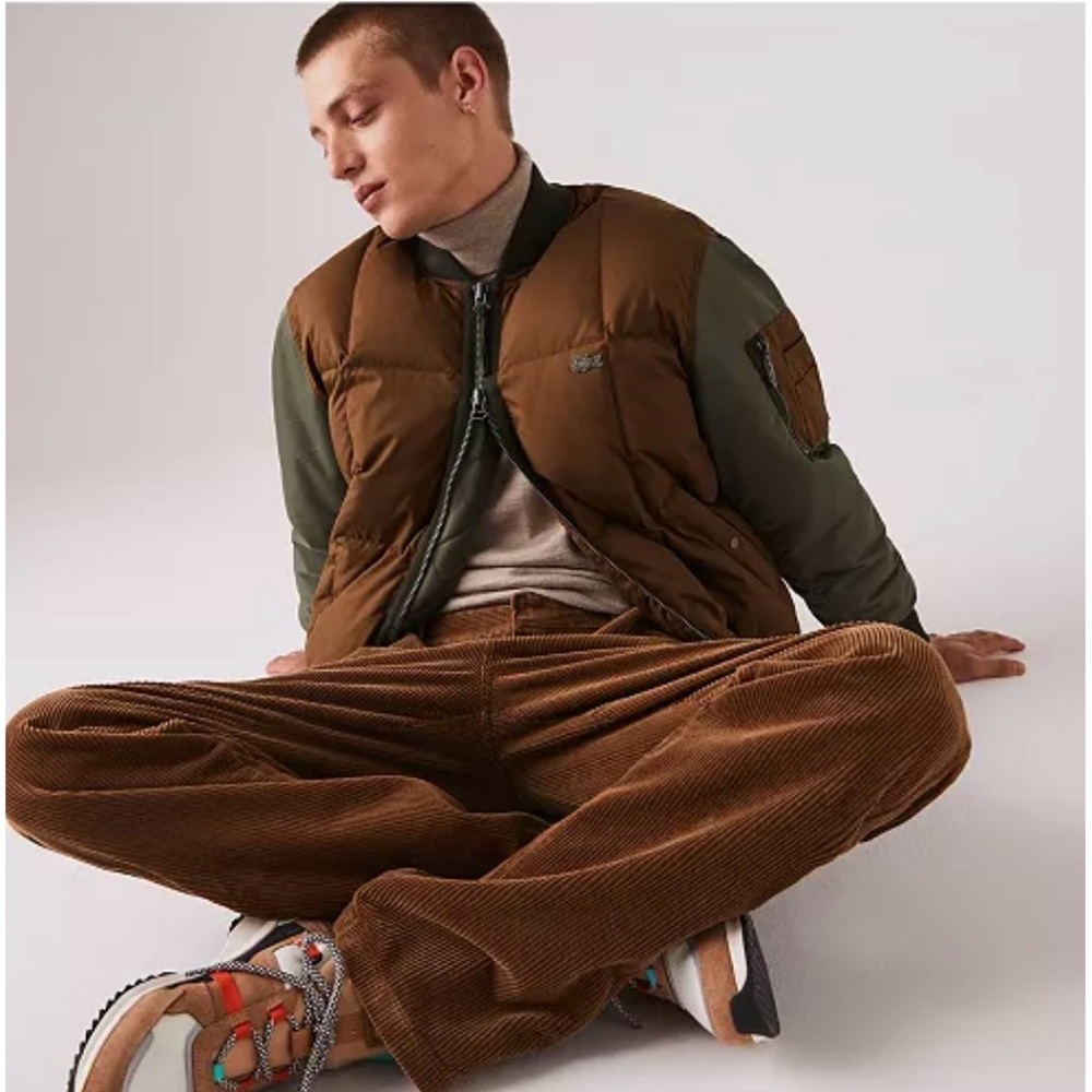 Lacoste Men's Colorblock Puffer Bomber Jacket - Brown/Olive - Picture 4 of 8